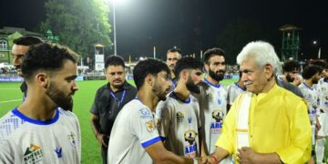 LG attends the Qualifier 2 match of Kashmir Super League-2025 at TRC ground, Srinagar