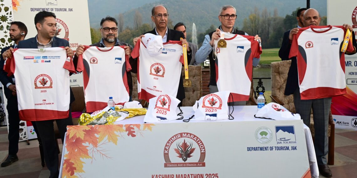 CM Omar Abdullah unveils Kashmir Marathon merchandiseinvites runnersfitness enthusiasts & all interested to join November 2 event
