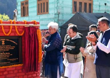 LG visits Chishoti Paddar in Kishtwar, lays foundation stone for construction of new houses for flood-affected families