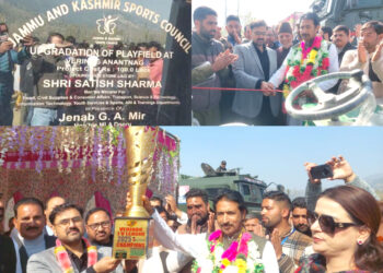 Satish Sharma lays foundation stone for upgradation of playfield at Dooru Verinag