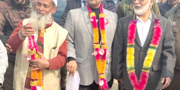 Satish Sharma lays foundation for upgradation of playfield at Radpora, other playfields in Downtown Srinagar