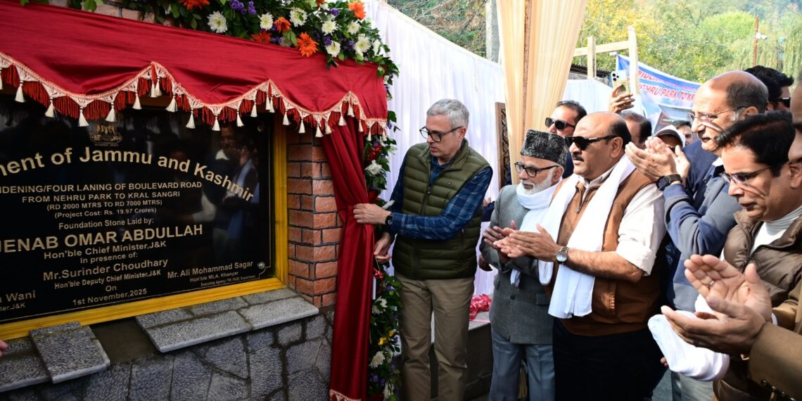 CM Omar Abdullah lays foundation stone of widening & four-laning of Boulevard Road
