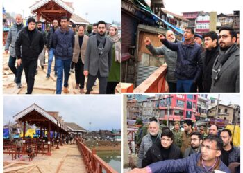 Div Com  Reviews Progress of Wooden Pedestrian Bridge at Amira Kadal