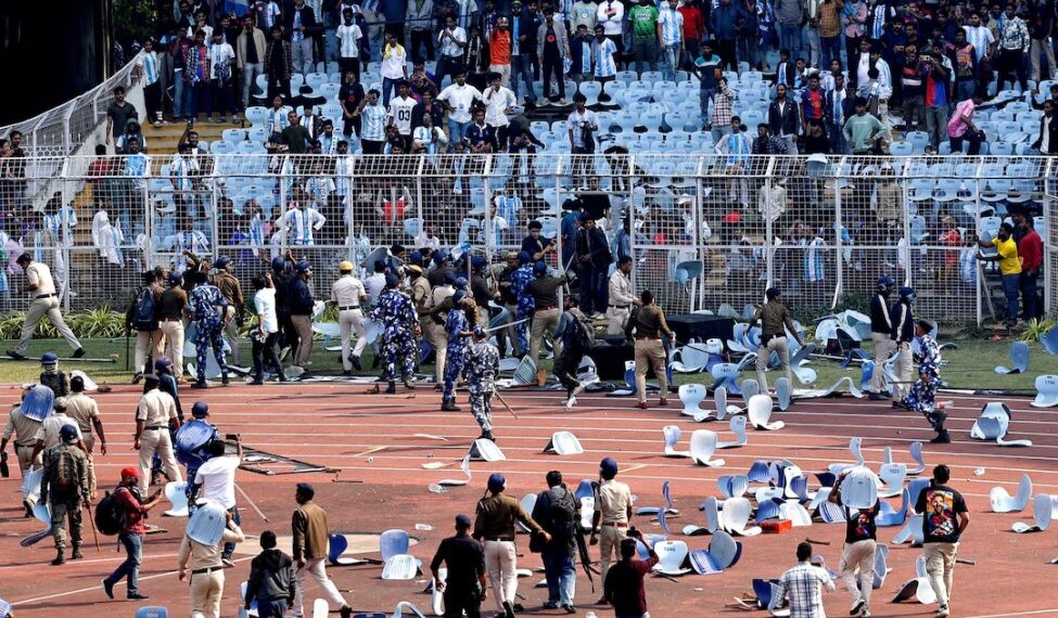 Football star Lionel Messi’s Kolkata Visit Ends in Chaos as Angry Fans Breach Stadium Security