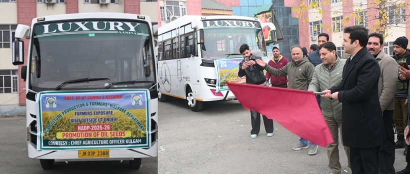 DC Kulgam flags off farmers for Exposure visit to CSKHPKV under HADP