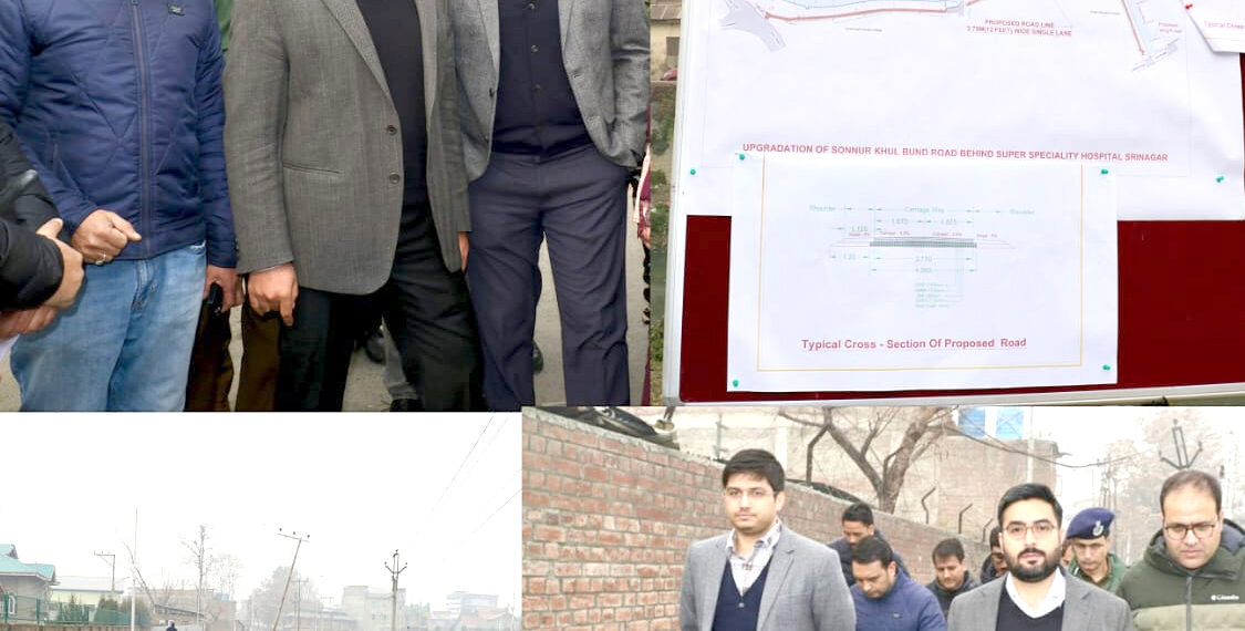 DC Srinagar, SMC Commissioner inspect initiation of work on Nawab Bazar- Darish Kadal corridor for decongestion of traffic